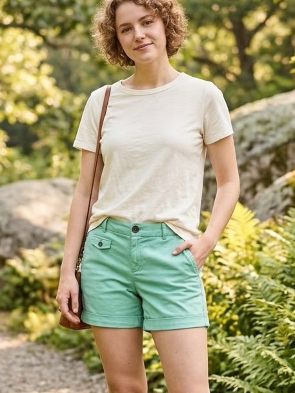 Banana Republic City Chino Seafoam Mint Green Cuffed Shorts Size 0